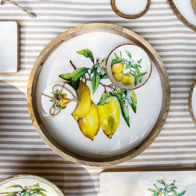 PRÉ-VENDA: Bandeja Grande Redonda Madeira Toscana Bahali 40cm