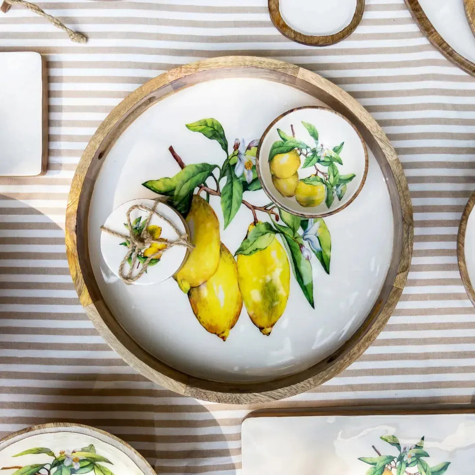 PRÉ-VENDA: Bandeja Grande Redonda Madeira Toscana Bahali 40cm