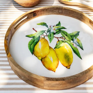 PRÉ-VENDA: Bandeja Grande Redonda Madeira Toscana Bahali 40cm