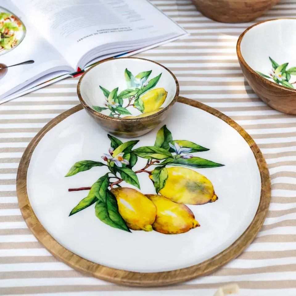 PRÉ-VENDA: Bandeja Média Redonda Madeira Toscana Bahali 30cm