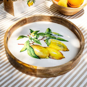 PRÉ-VENDA: Bandeja Grande Redonda Madeira Toscana Bahali 40cm