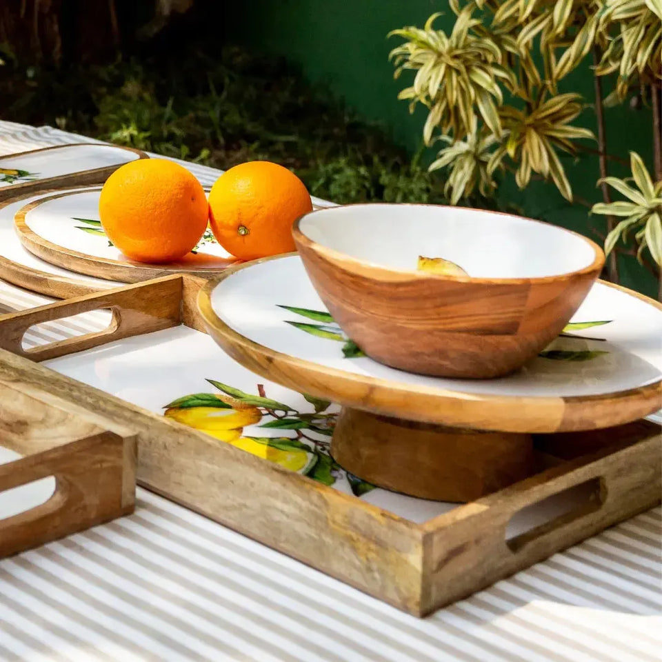 PRÉ-VENDA: Bandeja Grande Retangular Madeira Toscana Bahali 40cm