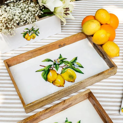 PRÉ-VENDA: Bandeja Grande Retangular Madeira Toscana Bahali 40cm