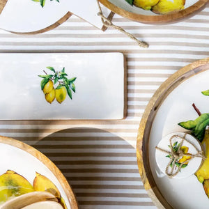 PRÉ-VENDA: Bandeja Média Retangular Madeira Toscana Bahali 31cm