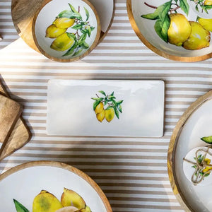 PRÉ-VENDA: Bandeja Média Retangular Madeira Toscana Bahali 31cm