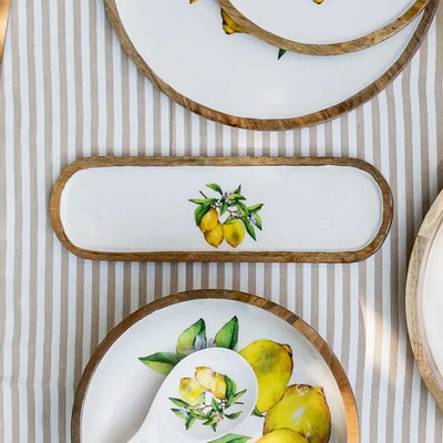 PRÉ-VENDA: Bandeja Pequena Oval Madeira Toscana Bahali 40cm