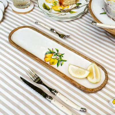 PRÉ-VENDA: Bandeja Pequena Oval Madeira Toscana Bahali 40cm