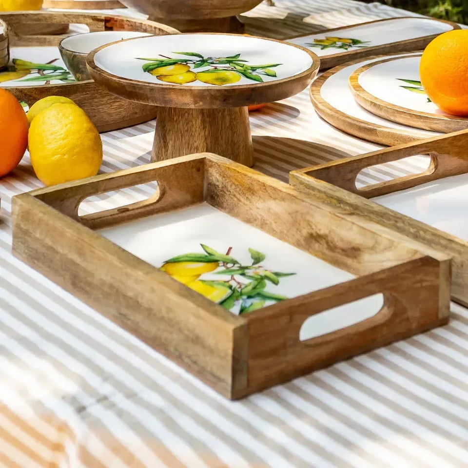 PRÉ-VENDA: Bandeja Pequena Retangular Madeira Toscana Bahali 30cm