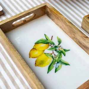 PRÉ-VENDA: Bandeja Pequena Retangular Madeira Toscana Bahali 30cm