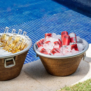 PRÉ-VENDA: Champanheira em Rattan e Alumínio Bahali 46x23cm