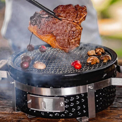 PRÉ-VENDA: Churrasqueira Portátil Hibachi Redonda Preta Artemano
