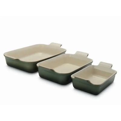 PRÉ-VENDA: Conjunto 3 Travessas Retangulares Cerâmica Heritage Thyme Le Creuset