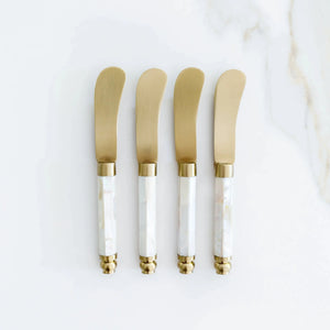 PRÉ-VENDA: Conjunto 4 Espátulas Patê Madrepérola Branco