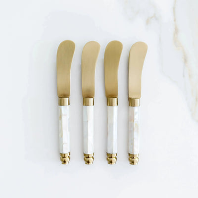 PRÉ-VENDA: Conjunto 4 Espátulas Patê Madrepérola Branco