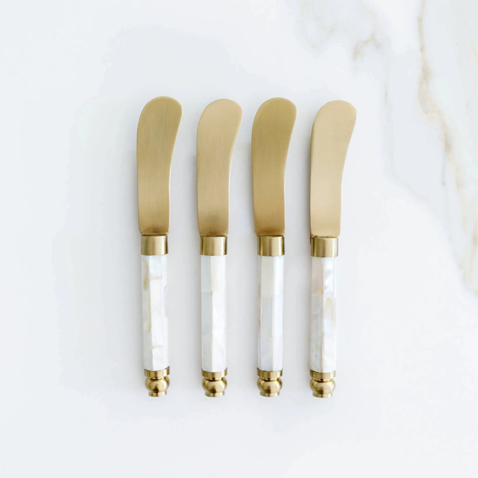 PRÉ-VENDA: Conjunto 4 Espátulas Patê Madrepérola Branco