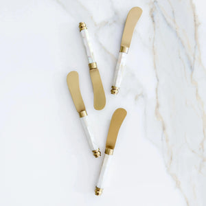 PRÉ-VENDA: Conjunto 4 Espátulas Patê Madrepérola Branco