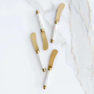 PRÉ-VENDA: Conjunto 4 Espátulas Patê Madrepérola Branco