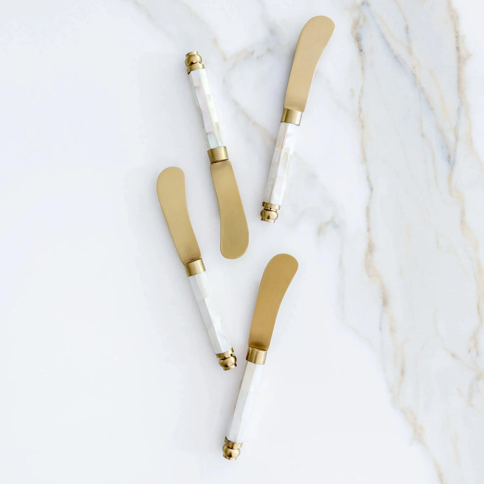 PRÉ-VENDA: Conjunto 4 Espátulas Patê Madrepérola Branco