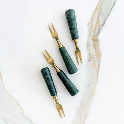 PRÉ-VENDA: Conjunto 4 Garfos Aperitivo Green Marble