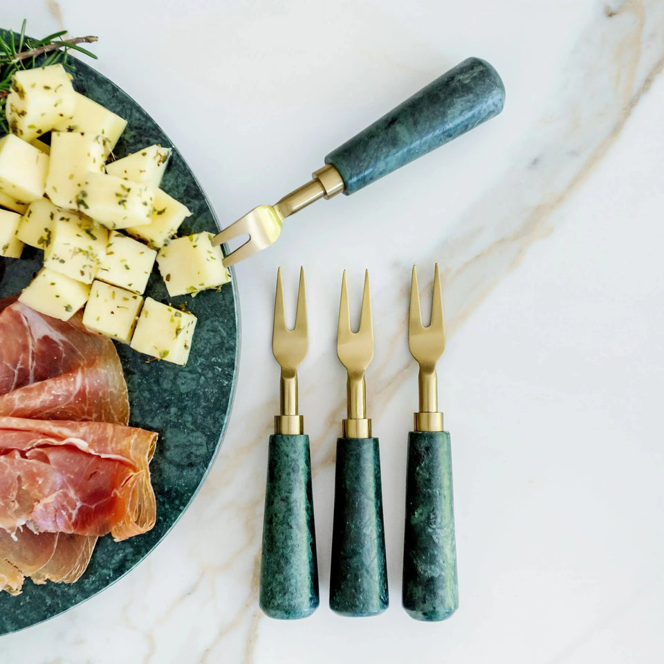 PRÉ-VENDA: Conjunto 4 Garfos Aperitivo Green Marble