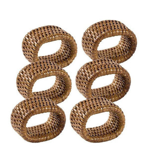 PRÉ-VENDA: Conjunto 6 Argolas Ovais para Guardanapo em Rattan Bahali