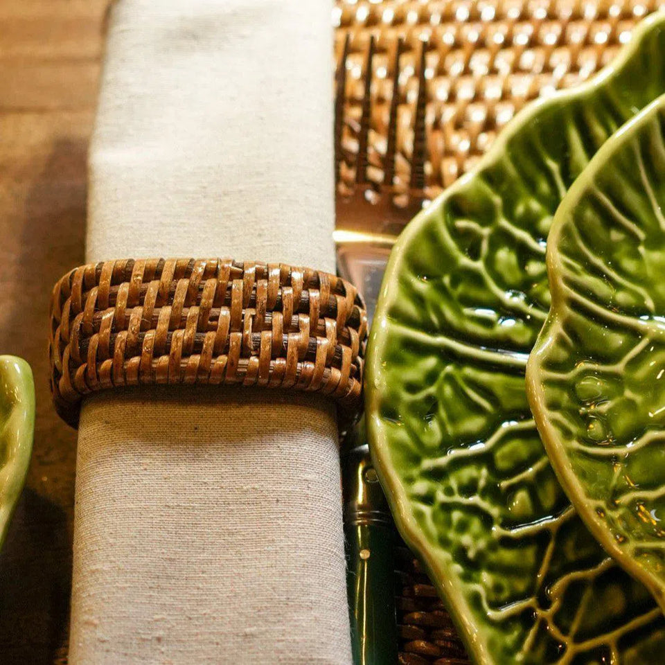 PRÉ-VENDA: Conjunto 6 Argolas Ovais para Guardanapo em Rattan Bahali