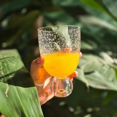 PRÉ-VENDA: Conjunto 6 Copos Acrilico Detalhes Bolhas base Esfera Transparente Linha Sintonia 360ml