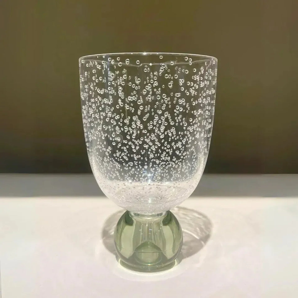 PRÉ-VENDA: Conjunto 6 Copos Acrilico Detalhes Bolhas base Esfera Transparente / Verde Linha Sintonia 360ml