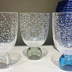 PRÉ-VENDA: Conjunto 6 Copos Acrilico Detalhes Bolhas base Esfera Transparente / Verde Linha Sintonia 360ml