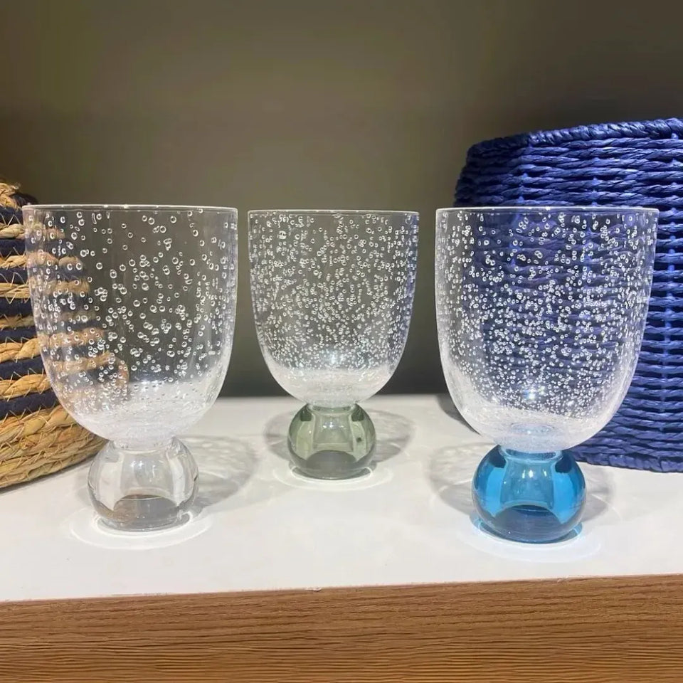 PRÉ-VENDA: Conjunto 6 Copos Acrilico Detalhes Bolhas base Esfera Transparente / Verde Linha Sintonia 360ml