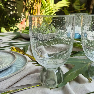 PRÉ-VENDA: Conjunto 6 Copos Acrilico Detalhes Bolhas base Esfera Transparente / Verde Linha Sintonia 360ml