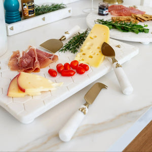 PRÉ-VENDA: Conjunto de 3 Facas Para Queijo Cabo Mármore Laguiole Bee