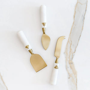 PRÉ-VENDA: Conjunto de 3 Facas Para Queijo Cabo Mármore Laguiole Bee