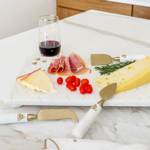 PRÉ-VENDA: Conjunto de 3 Facas Para Queijo Cabo Mármore Laguiole Bee