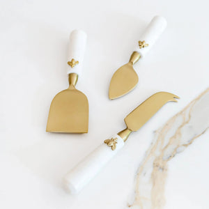 PRÉ-VENDA: Conjunto de 3 Facas Para Queijo Cabo Mármore Laguiole Bee