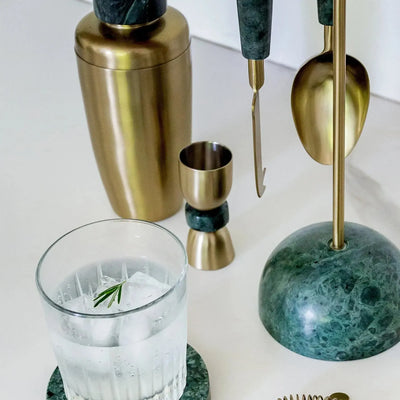 PRÉ-VENDA: Dosador Duplo Dourado Detalhe Green Marble