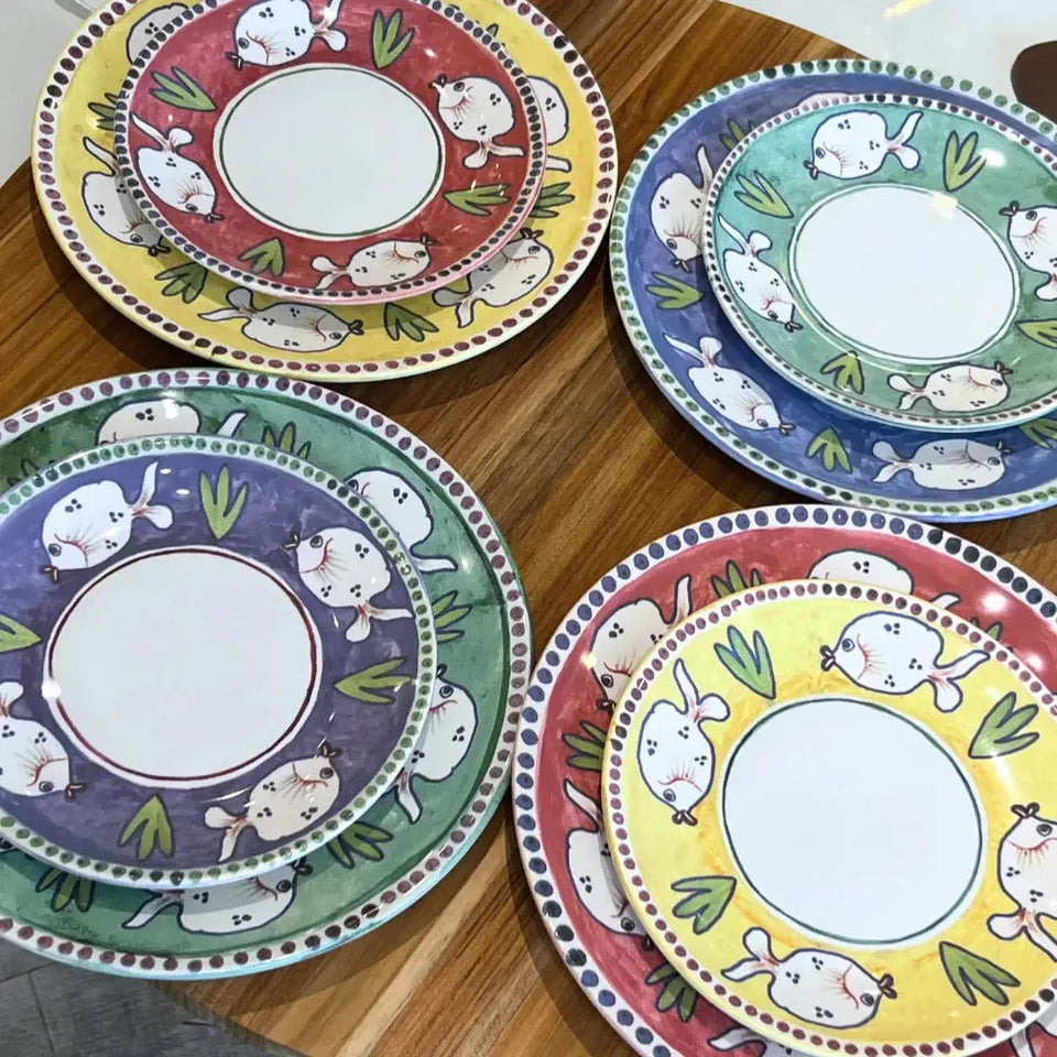 PRÉ-VENDA: Jogo 4 Pratos Rasos Cerâmica Pescare 27cm Scalla