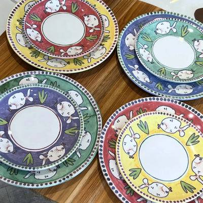 PRÉ-VENDA: Jogo 4 Pratos de Sobremesa Cerâmica Pescare 20cm Scalla