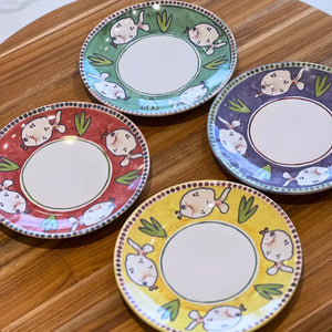 PRÉ-VENDA: Jogo 4 Pratos de Sobremesa Cerâmica Pescare 20cm Scalla