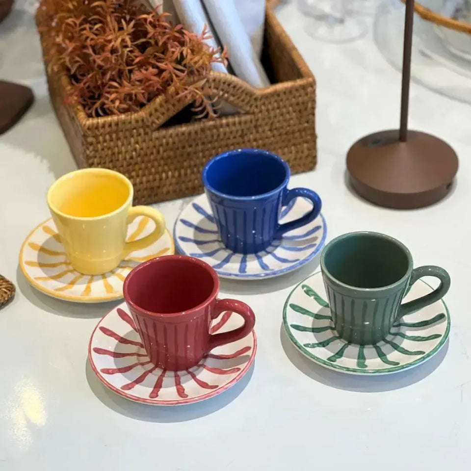 PRÉ-VENDA: Jogo 4 Xícaras de Café com Pires Cerâmica Piuma 75ml Scalla