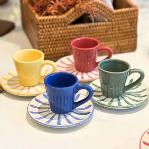 PRÉ-VENDA: Jogo 4 Xícaras de Chá com Pires Cerâmica Piuma 150ml Scalla