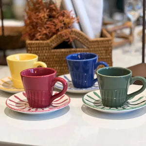 PRÉ-VENDA: Jogo 4 Xícaras de Chá com Pires Cerâmica Piuma 150ml Scalla