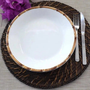 PRÉ-VENDA: Jogo 6 Pratos Fundos Cerâmica Bambu 24cm Scalla