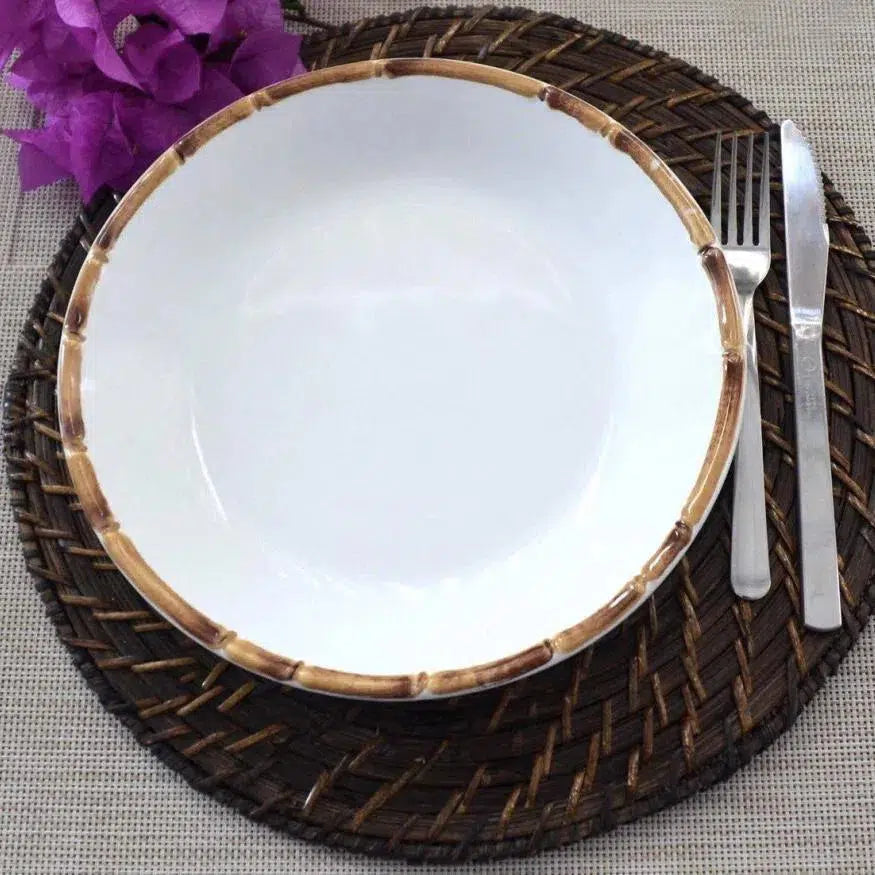 PRÉ-VENDA: Jogo 6 Pratos Fundos Cerâmica Bambu 24cm Scalla