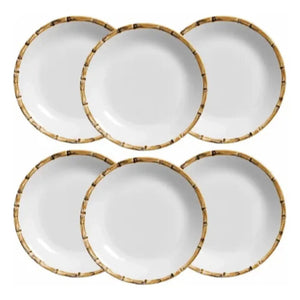 PRÉ-VENDA: Jogo 6 Pratos Fundos Cerâmica Bambu 24cm Scalla