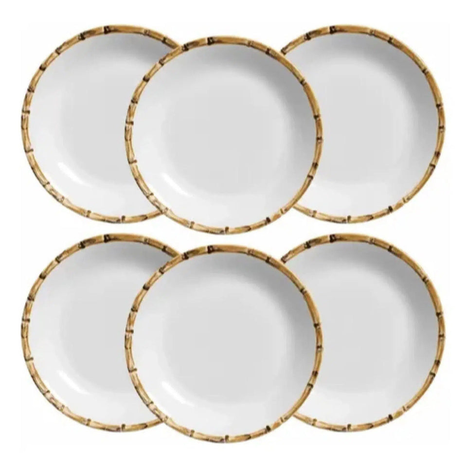 PRÉ-VENDA: Jogo 6 Pratos Fundos Cerâmica Bambu 24cm Scalla
