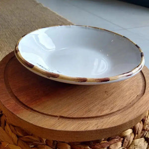 PRÉ-VENDA: Jogo 6 Pratos Fundos Cerâmica Bambu 24cm Scalla