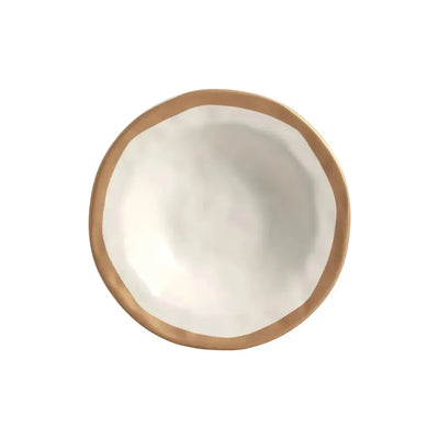 PRÉ-VENDA: Jogo 6 Pratos Fundos Cerâmica Bege com Filete Amassada Cerâmica 22cm Scalla