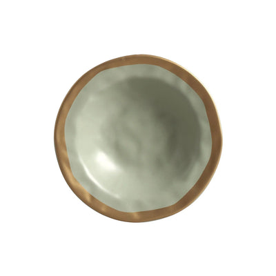 PRÉ-VENDA: Jogo 6 Pratos Fundos Cerâmica Verde com Filete Amassada Cerâmica 22cm Scalla