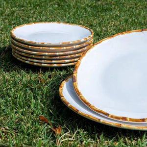 PRÉ-VENDA: Jogo 6 Pratos Rasos Cerâmica Bambu 27cm Scalla
